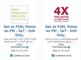 Gift cards can be a little impersonal. Expired Kroger 4x Fuel Points On Visa Mastercard Giftcards This Weekend 3 2 3 4 Doctor Of Credit