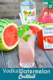 The only ingredients you need are watermelon, vodka, and ice, but you can't go wrong adding a little lime and liquid sweetener. Vodka Watermelon Cocktail The Farmwife Drinks