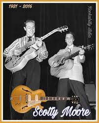 The Innovative Guitar Sound: Scotty Moore's Website 's guitar playing was a  crucial element in Elvis Presley's early sound. Moore developed a unique  guitar style that blended country, blues, and rockabilly,