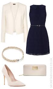 Navy Dress With Cream Accessories Outfit Idea Try Wearing Gold Worth Jacket With Black Dress Complete With My Gold Jewelry Med Billeder