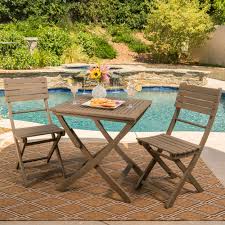 Its premium acacia wood supported. 3 Piece Folding Acacia Wood Outdoor Patio Bistro Table And Chair Set Patio Garden Furniture Home Garden