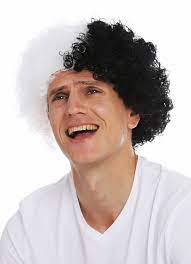 Short trimmed kinky braids hairstyle for black men the natural looking kinky braids are an amazing idea. Mmam 15m Wig Carnival Afro Half And Half Black White Volume Men Women