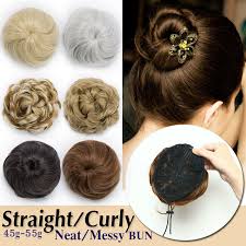 Large thick messy hair bun scrunchies extension updo wrap ponytail hair piece. Real Thick Neat Messy Straight Curly Bun Hair Piece As Natural Hair Extensions Ebay