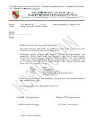 Membuat nomor, perihal, tempat tanggal dan tujuan pembuatan surat kamu bisa melihat bagian ini pada contoh surat undangan dibawah. Contoh Undangan Pemuda Pancasila