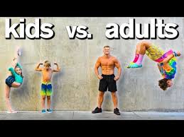 Kids Vs Adults All Star Gymnastics Challenge Youtube Kids Baseball Gymnastics Kids