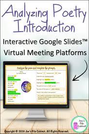 Poetry Analysis Introduction Interactive Google Slides Distance Learning Teacher Favorite Things Poetry Analysis
