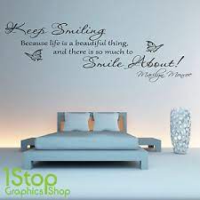 We did not find results for: Marilyn Monroe Keep Smiling Wall Sticker Quote Bedroom Wall Art Decal X154 Ebay