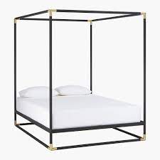 Iron tubing corners with plated brass finish. Frame Canopy Queen Bed Reviews Cb2