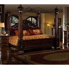 Mcferran B6005 Rich Brown Solid Hardwood California King Size Canopy Bedroom Set 3pcs B6005 Ck Set 3 Buy Online Canopy Bedroom Sets King Size Bedroom Sets King Sized Bedroom