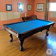 8 Foot Cl Bailey Duchess Install Finished In Long Beach The Client Chose Traditional Mahogany Stain With Standard Blue Clot Mahogany Stain Billiards Play Pool