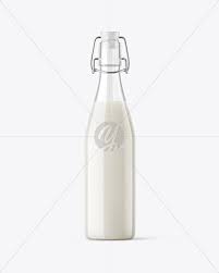 Clear Glass Milk Bottle With Clamp Lid Mockup In Bottle Mockups On Yellow Images Object Mockups