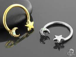 moon and star circular barbell septum piercing jewelry septum jewelry daith jewelry