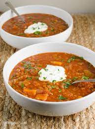 Spicy Tomato And Lentil Soup Slimming Eats Note For Sweet Potatoes 1 Cup 233 Grams 300 Grams 1 3 Cu Healthy Recipes Tomato Lentil Soup Slimming Eats