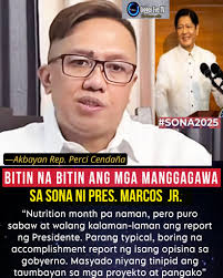 Akbayan Rep. Perci Cendaña, nagpahayag ng pagkadismaya sa 4th State of the  Nation Address (SONA) ni Pangulong Bongbong Marcos,. Ayon kay Cendaña, ang  SONA ng pangulo ay isang address na kapansin-pansin lamang