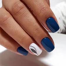 Manucure Gel Bleu Blanche Vernis A Ongles Ongles Idees Vernis A Ongles