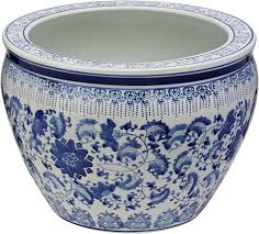 Large porcelain chinese fishbowl planter with classic, hd png download is a hd free transparent png image, which is classified into null. Oriental Furniture Classic Original Authentic 14 Inch Fine Export Chinese Porcelain Fishbowl Ming Blue And White Floral Design Amazon Ca Patio Lawn Garden