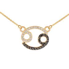 For even greater detail, you can. 14k Gold Cancer Zodiac Sign Black Diamond Necklace