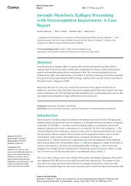 Pdf Juvenile Myoclonic Epilepsy Presenting With Neurocognitive Impairment A Case Report