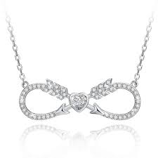 Nfinity Necklace Love Heart Cz Double Arrow Silver Jewelry Arrow Jewelry Love Necklace Infinity Necklace