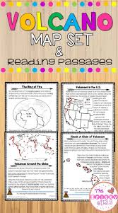 Volcano Map Set With Reading Passages Topics On Volcanoes Around The Worlds The Ring Of Fire Volca Reading Passages Volcano Activities Fourth Grade Science