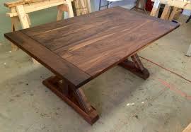 Slightly textured finish mimics real wood without the upkeep of a wood. Type Of Table Traditional Trestle Table Size 72 X 40 Species Black Walnut Finish Walnut Wood Kitchen Table Black Walnut Table Black Walnut Furniture