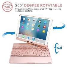 Ipad 9 7 Keyboard Case Vanky 360 Rotate Stand Smart Keyboard Cover 7 Color Backlit Keyboard Case Folio With Auto Wake Sle Keyboard Case Ipad Keyboard Case Ipad