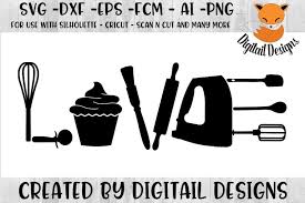 Almost files can be used for commercial. Baking Love Svg Silhouette Cricut Scanncut 93702 Cut Files Design Bundles