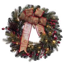 30 In Pre Lit Incandescent Artificial Christmas Wreath With 150 Tips And 70 Ul Clear Lights Gre Artificial Christmas Wreaths Pre Lit Wreath Decorated Wreaths