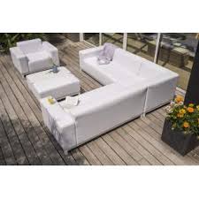 Vidaxl salon de jardin palette 4 pcs bois blanc. Salon De Jardin 6 8 Places Blanc Cuir Pu Eden Deco
