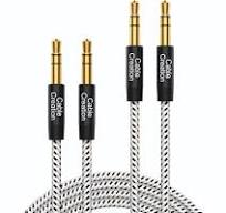 CableCreation 2-Pack Aux Cord 1.5FT/0.45M, 3.5mm Male to Male Stereo Audio  Cable for Headphones, Smartphones, Echo-Dot, Home/Car Stereos, Laptops, ...