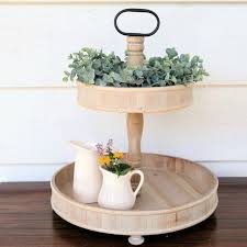 Wooden 2 Tier Round Tray Stand Round Tray Tray Decor Diy Farmhouse Decor