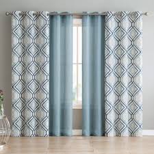 Zipcode Design Mathilda Geometric Semi Sheer Grommet Curtain Panel Liner Curtain Color Blue Size Tende Salotti Tende Per La Camera Da Letto Tende Per Interni