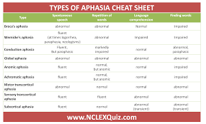 Clear Description Of Aphasia Types Cheat Sheet Nclex Quiz