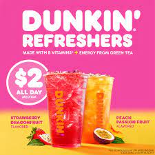 This beverage has zero calories and is relatively inexpensive compared to other menu options. Get Up And Glow With New Dunkin Refreshers Dunkin