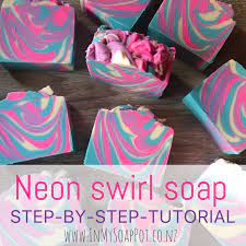 In My Soap Pot Learn To Make Soap Neon Swirl Soap Handmade Soap Recipes Handmade Soap Diy Easy Soap Recipes