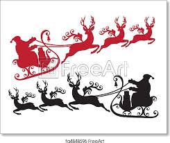 The reindeers that pull santa's sleigh are called dancer, prancer, dasher, comet, cupid, donner,vixen and blizten. Free Art Print Of Santa With Sleigh And Reindeer Santa With His Sleigh And Reindeer Vector Christmas Background Freeart Fa4848596