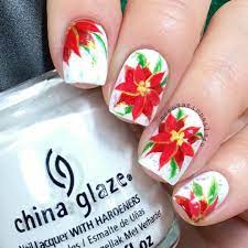 Sensationails4u On Instagram Freehand Poinsettias Flowers Are My All Time Favorites And These Poins Christmas Nails Holiday Nail Art Holiday Nails Christmas