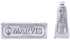 Marvis whitening mint, with a sharp taste of cool mint for a pleasant and lasting freshness, helps remove plaque, while gently whitening teeth, for a brighter, more beautiful, splendid smile. Marvis Whitening Mint Toothpaste 25 Ml