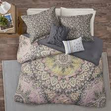 The delightful pink blush comforter set is a sure choice for a girl's or young woman's bedroom. Intelligent Design Odette Boho Comforter Set In Pink Grey Full Queen Id10 1960 Ebedding4you