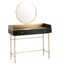 Coiffeuse 1 Tiroir En Acacia Massif Noir Et Metal Dore Maisons Du Monde Coiffeuse Noir Idees De Coiffeuse Meuble Maquillage