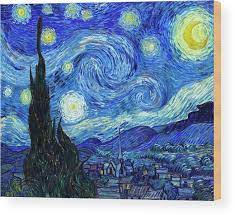 Oil on canvas of june 1889, size 72cm x 92cm. Van Gogh Starry Night Wood Print By Vincent Van Gogh