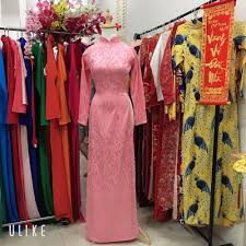 Áo dài gấm G13 hồng phấn vân hoa - CHO THUÊ ÁO DÀI Ở TPHCM - BÁN & THUÊ ÁO  DÀI SƯỜN XÁM CHỤP ẢNH SÀI GÒN