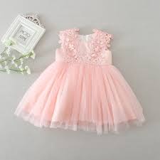 hot baby dresses girl pink lace flower baptism dress birthday ...