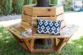 Sandpaper any rough edges and then paint or stain your new tree bench. How To Build A Hexagon Cedar Bench Addicted 2 Diy