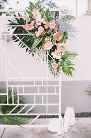 Tropical Modern Wedding Florals And Decorations Flowers By Cantor Palm Wedding At Hotel Palms In Atlantic Beach Jackso Palm Wedding Wedding Bohemian Flowers