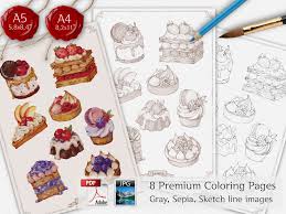 By best coloring pagesdecember 27th 2019. Digital Download Dessert Coloring Dessert Illustrations Etsy