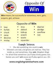 Opposite Of Win Antonyms Of Win Meaning And Example Sentences Antonym Opposite Words Contradic Interesting English Words Good Vocabulary Words Opposite Words