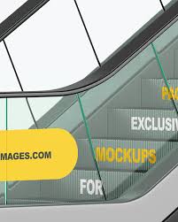 Download Escalator Mockup In Indoor Advertising Mockups On Yellow Images Object Mockups PSD Mockup Templates