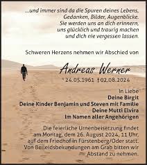 Traueranzeigen von Andreas Werner