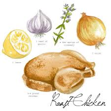 Roast Chicken Don T Eat The Paintings Watercolor Food Illustration Food Roast Chicken